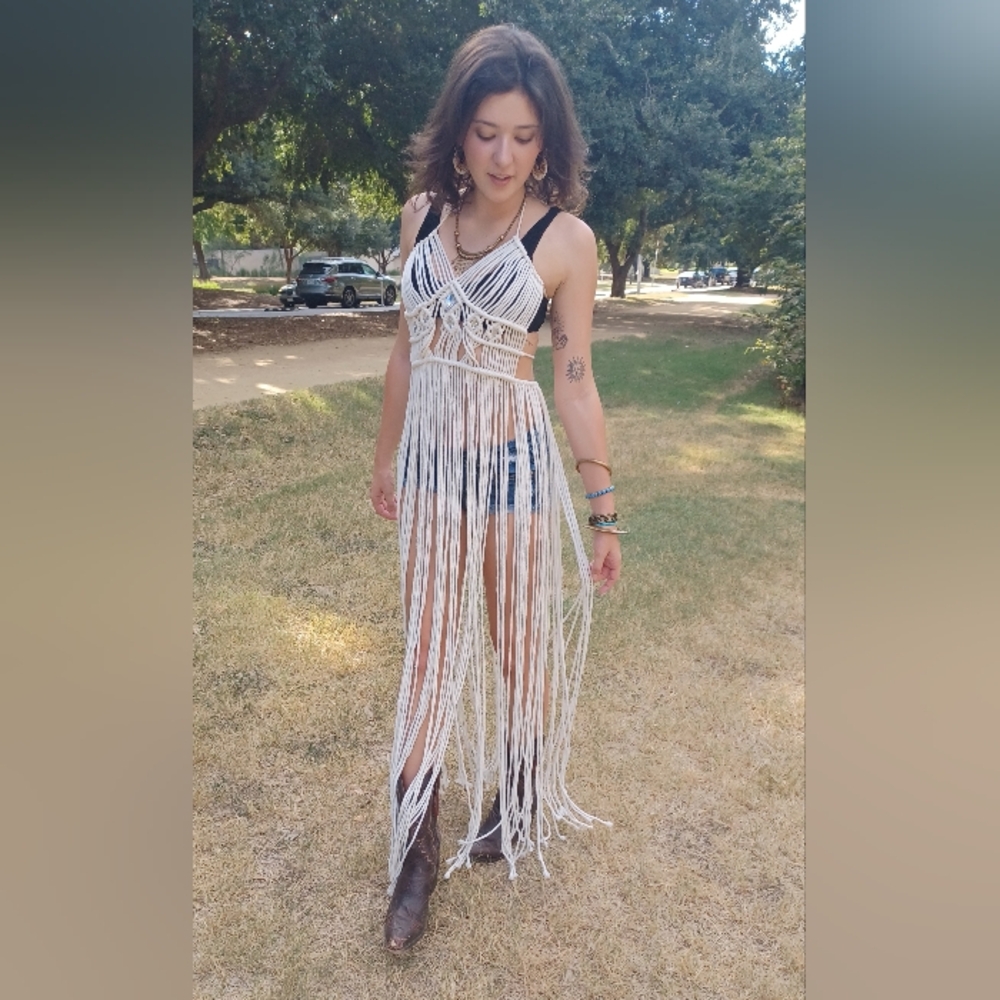 Macrame Boho Festival Halter Dress - Picture 2 of 3